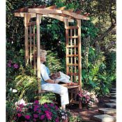 Enjoy your garden with a seat on a cedar arbor.
