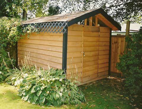 Shed kit that my friends help me build at a shed building part