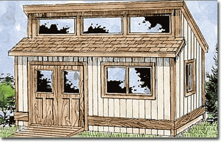 This shed can be built using plans available on the Internet